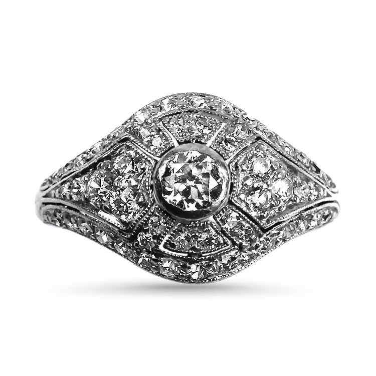 PAGE Estate Ring Estate Marcus & Co. Platinum Art Deco Diamond Ring