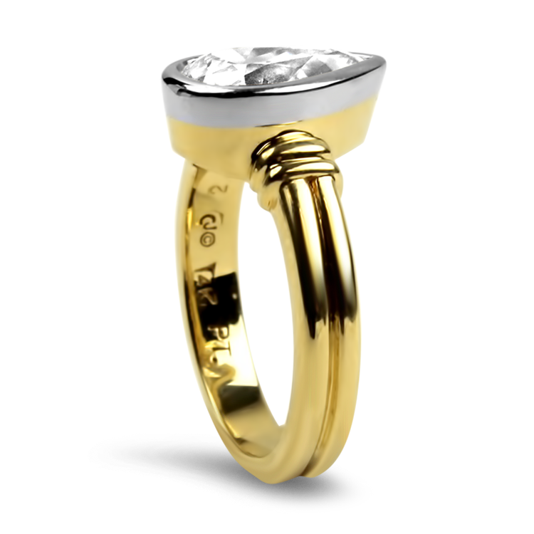 PAGE Estate Ring Estate Platinum 14K Yellow Gold Pear Shaped Diamond Engagement Ring 7