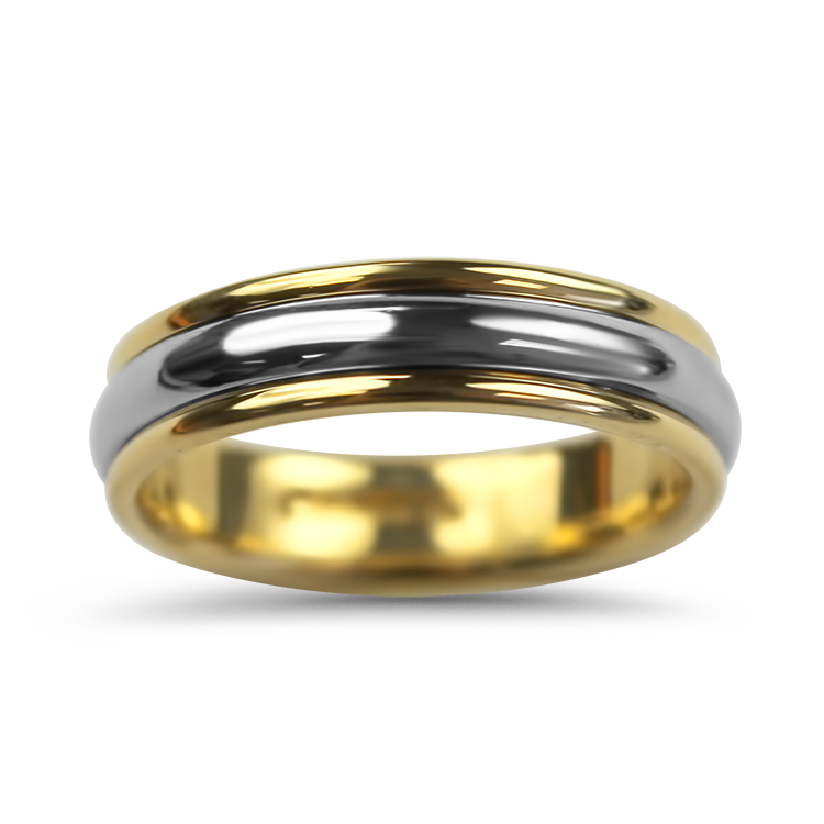 PAGE Estate Wedding Band Estate Platinum & 18k Yellow Gold Band