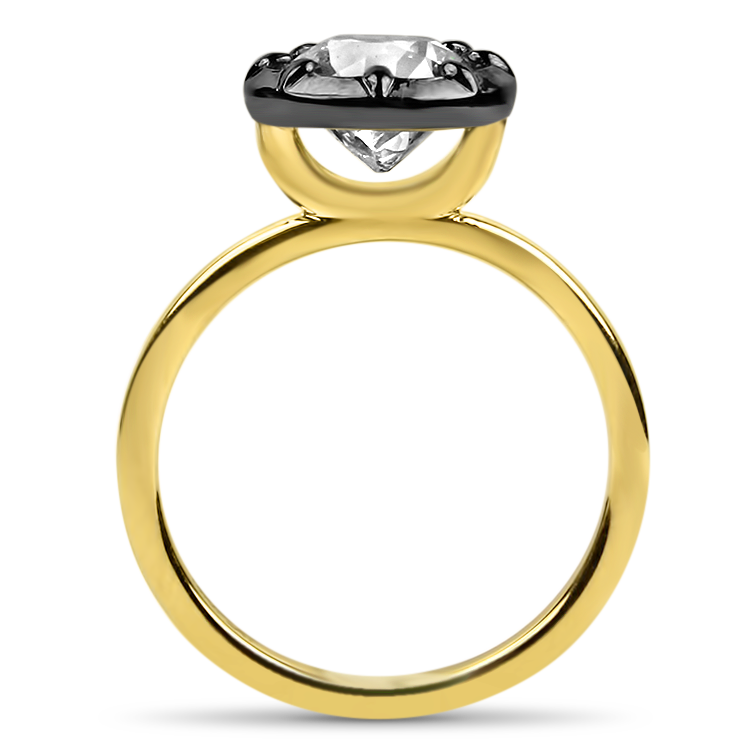 Solitaire Ring Valentino Yellow Gold 18 Carats Women's for Engagement  Zircon