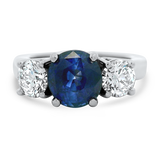 PAGE Estate Ring Estate Platinum 3-Stone Sapphire and Diamond Ring 6.25