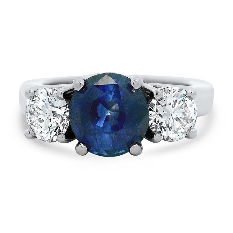 PAGE Estate Ring Estate Platinum 3-Stone Sapphire and Diamond Ring 6.25