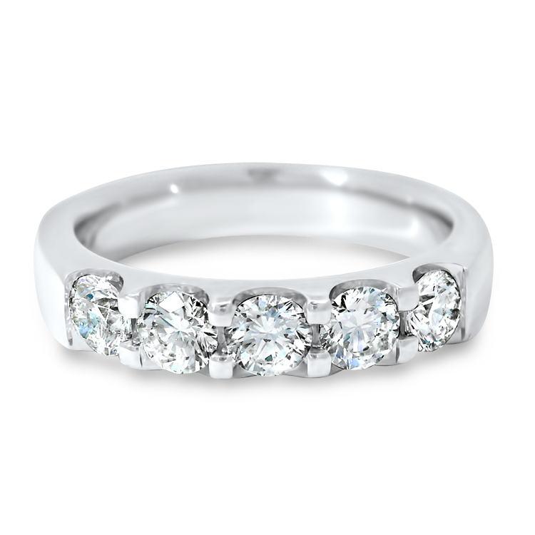 PAGE Estate Wedding Band Estate Platinum 5-Diamond Band - 1.0ctw 7.5