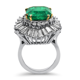 PAGE Estate Ring Estate Platinum Emerald and Diamond Ballerina Ring