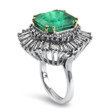 PAGE Estate Ring Estate Platinum Emerald and Diamond Ballerina Ring