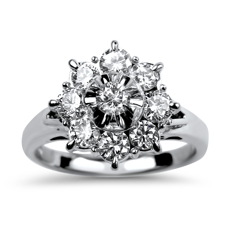 PAGE Estate Ring Estate Platinum Floral Diamond Ring