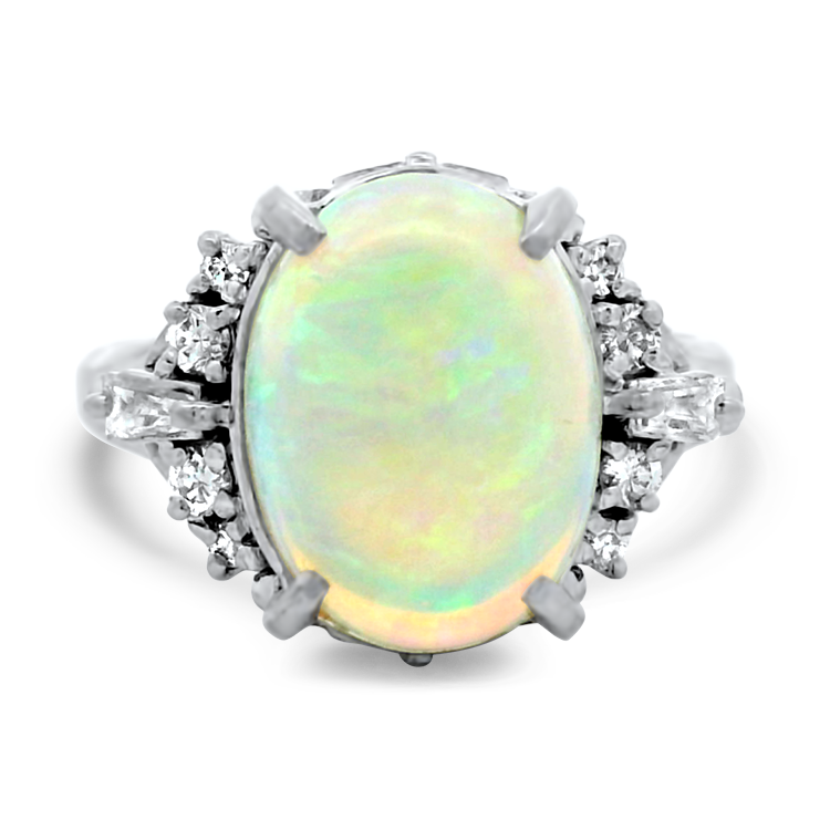 PAGE Estate Ring Estate Platinum Opal and Diamond Ring