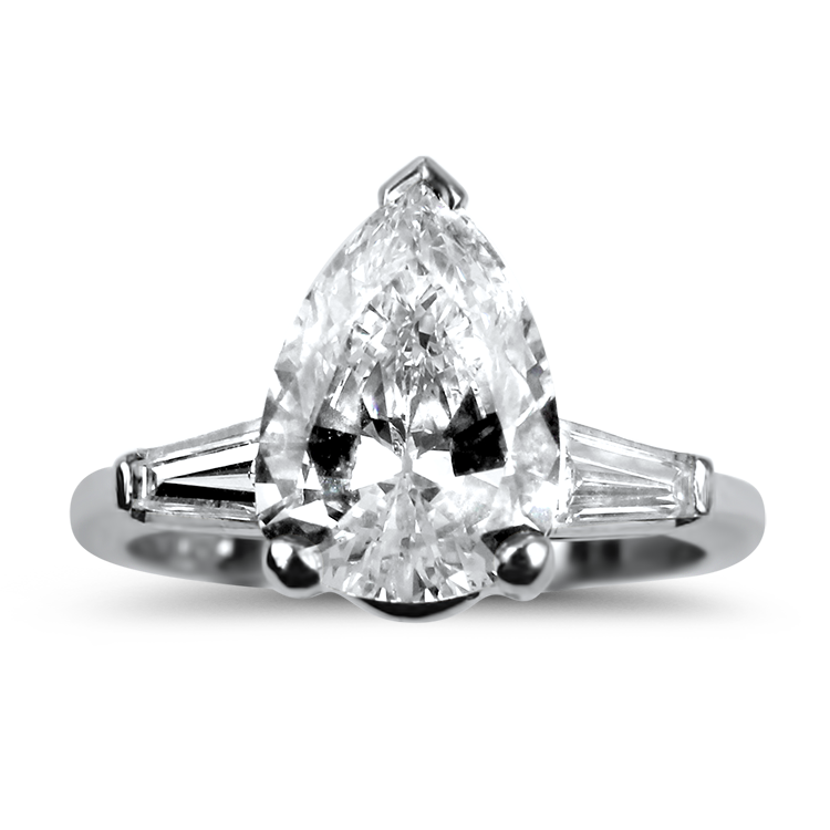 PAGE Estate Engagement Ring Estate Platinum Pear-Shaped Diamond Engagement Ring