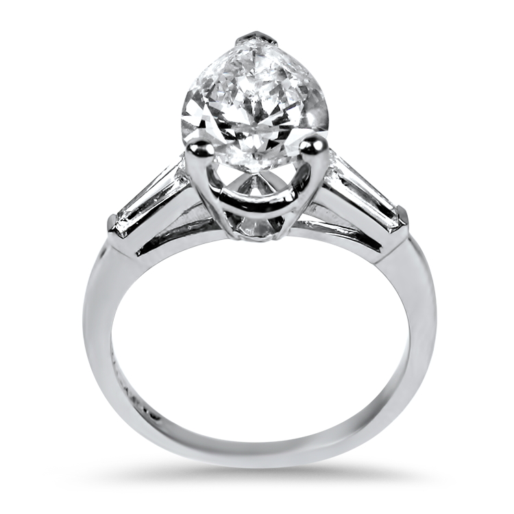 PAGE Estate Engagement Ring Estate Platinum Pear-Shaped Diamond Engagement Ring