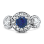 PAGE Estate Ring Estate Platinum Sapphire and Diamond Halo Ring 6.75