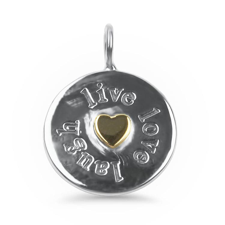 New 14k Yellow Gold Vintage Live Laugh 2024 Love Charm Pendant