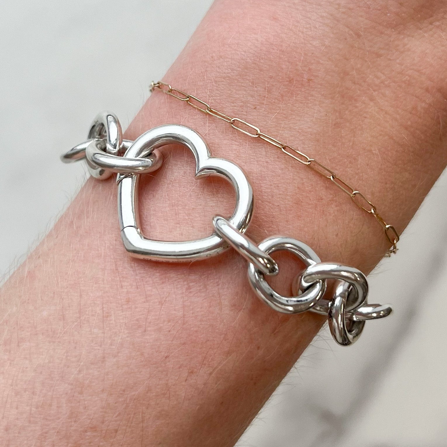 PAGE Estate Bracelet Estate Sterling Silver Tiffany & Co. Open Heart Cable Link Bracelet