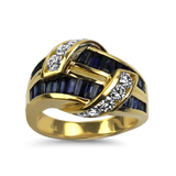 PAGE Estate Ring Krypell Estate 18K Yellow Gold Sapphire & Diamond Ring 8.25