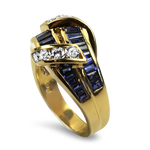 PAGE Estate Ring Krypell Estate 18K Yellow Gold Sapphire & Diamond Ring 8.25