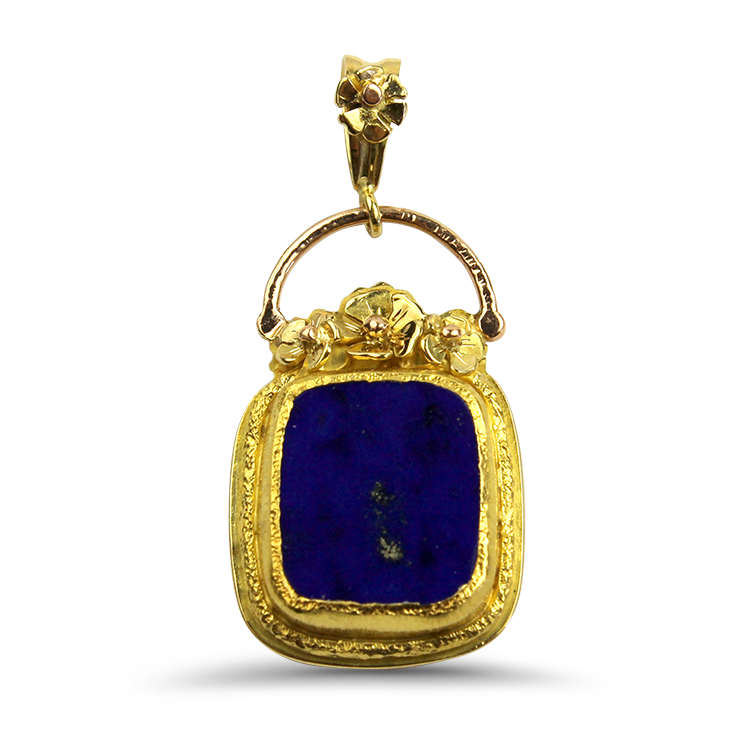 PAGE Estate Necklaces and Pendants Tracy Johnson Estate 18/22k Yellow Gold Lapis Tablet Pendant