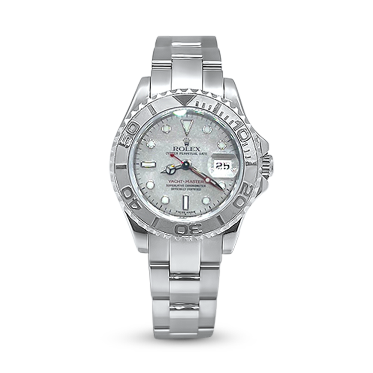 Rolex Yacht Master Lady Stainless Steel Watch Platinum Dial & Bezel 29mm  169622