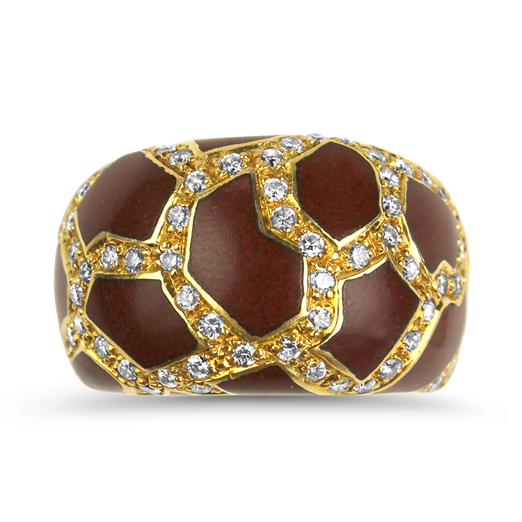 Roberto Coin Ring Estate Roberto Coin 18K Yellow Gold Enamel & Diamond Ring 7