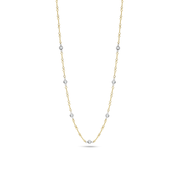 Roberto Coin Necklaces and Pendants Roberto Coin 18k Gold Diamonds By The Inch 7 Station Dogbone Necklace