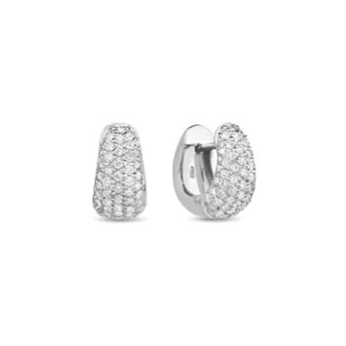 Roberto Coin Earring Roberto Coin 18k White Gold Pave Diamond Huggie Earrings