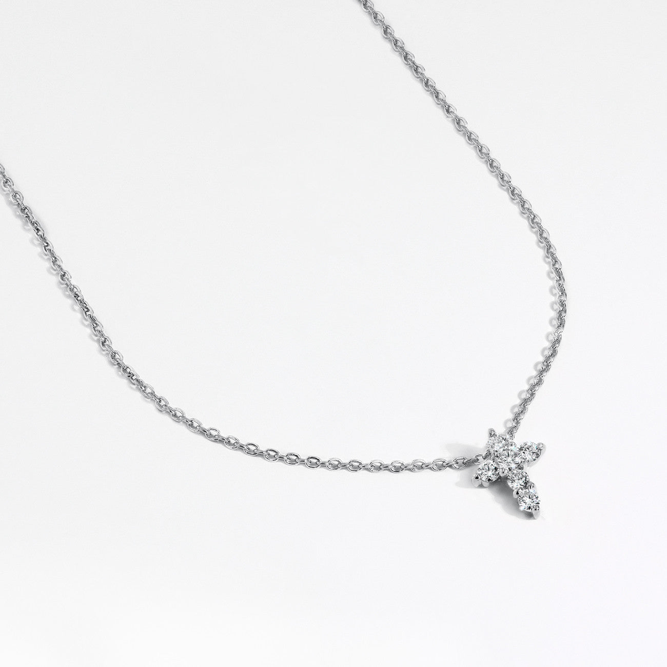 Roberto Coin Necklaces and Pendants Roberto Coin 18k White Gold Tiny Treasures Diamond Baby Cross Necklace