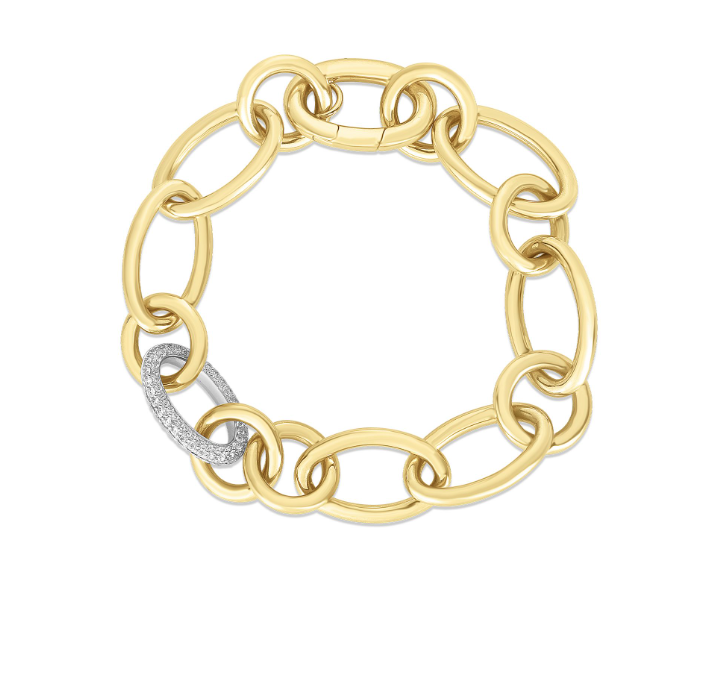 Roberto Coin Bracelet Roberto Coin 18K Yellow and White Gold Diamond Link Bracelet