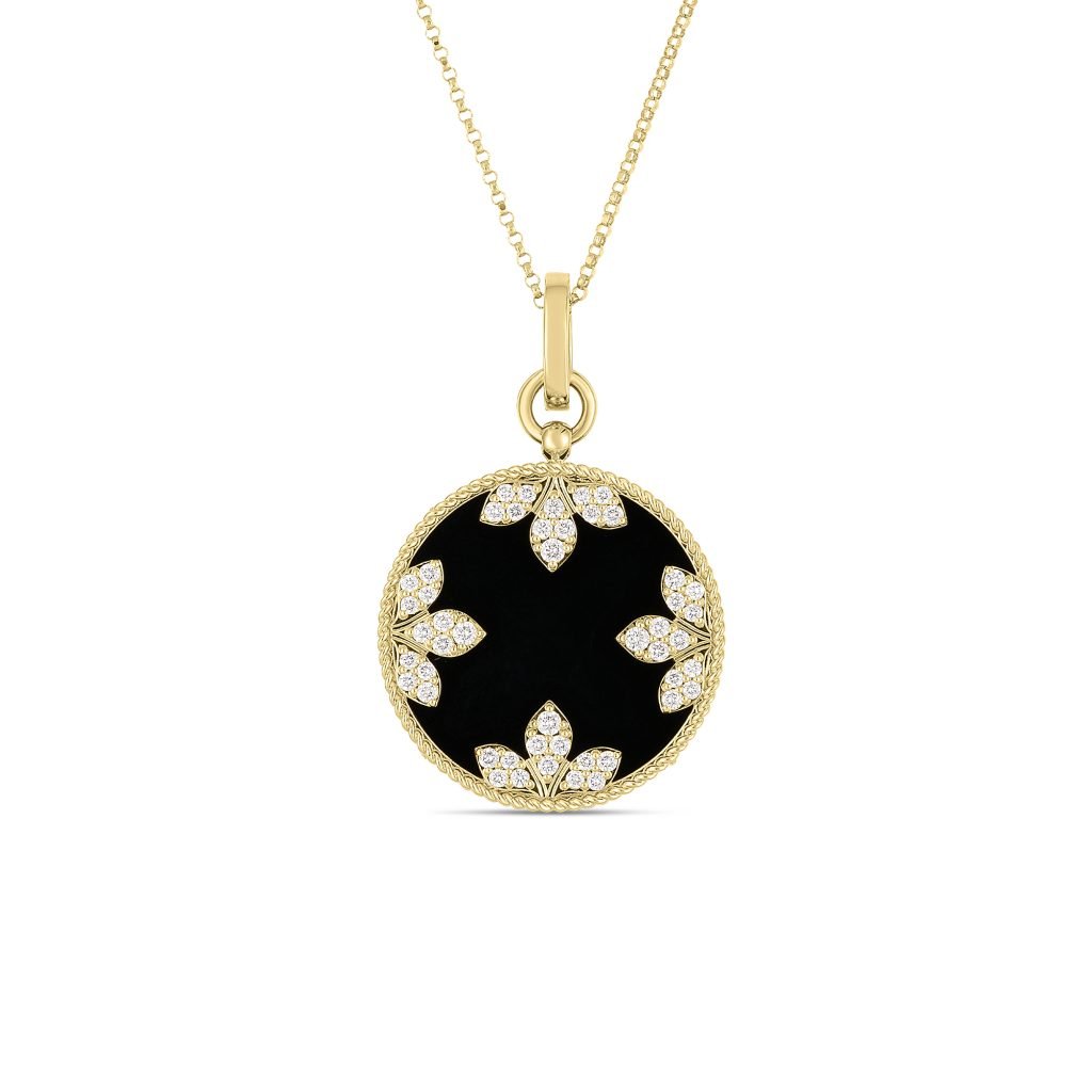 Roberto Coin Necklaces and Pendants Roberto Coin 18k Yellow Gold Black Jade and Diamond Medallion Necklace