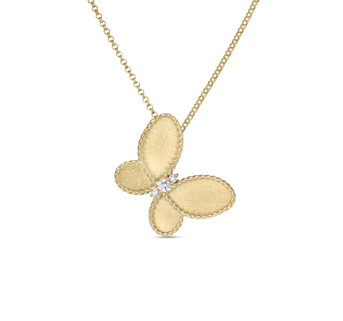 Roberto Coin Necklaces and Pendants Roberto Coin 18K Yellow Gold Diamond Butterfly Necklace