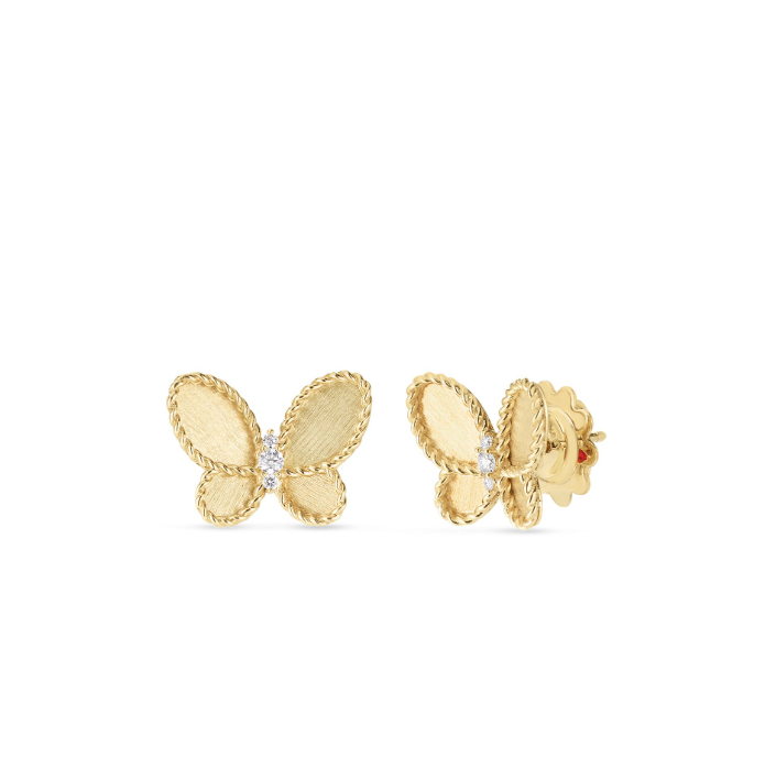 Roberto Coin Earrings Roberto Coin 18K Yellow Gold Diamond Butterfly Stud Earrings