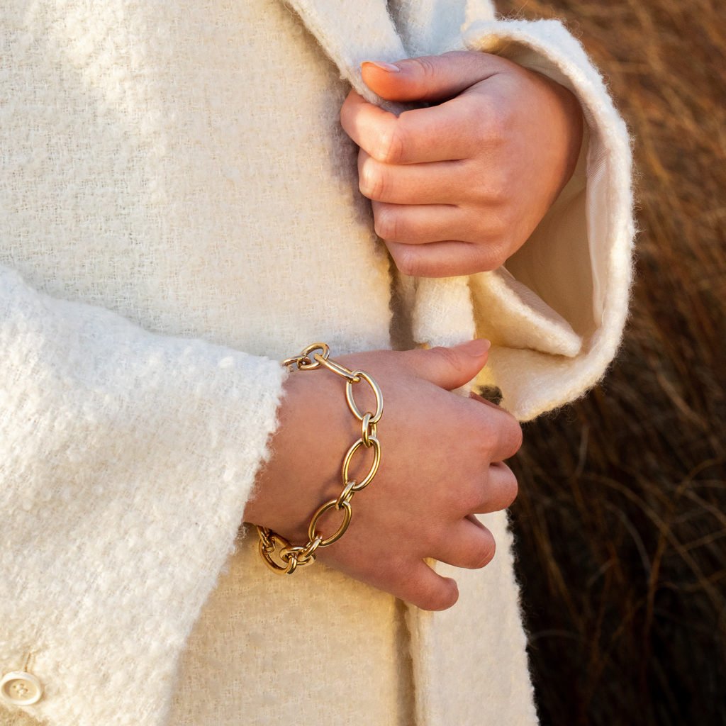 Roberto Coin Bracelet Roberto Coin Alternating Oval and Round Link 18K Yellow Gold Bracelet