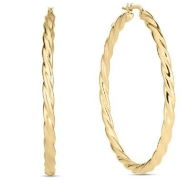 Roberto Coin Earrings Roberto Coin Designer 18k Yellow Gold Medium Twisted Hoop Earrings