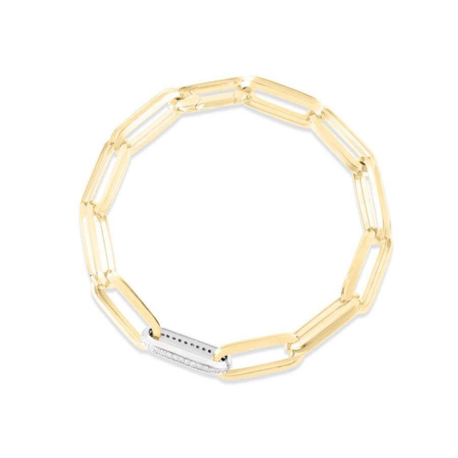 Roberto Coin Bracelet Roberto Coin Designer Gold 18K Yellow Link and Diamond Bracelet