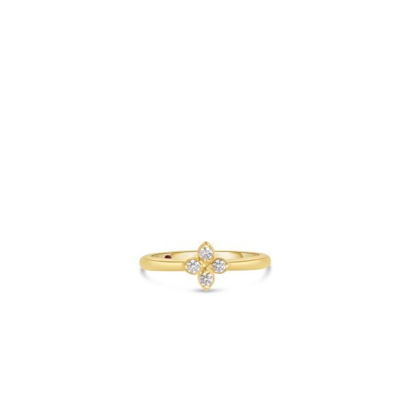 Roberto Coin Ring Roberto Coin Love in Verona 18k Yellow Gold Small Pave Diamond Flower Ring 4.5