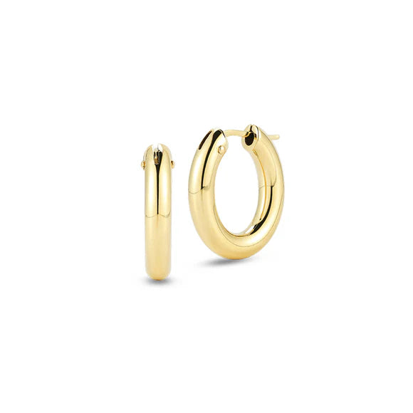 Roberto Coin Earrings Roberto Coin's Designer 18K Yellow Gold Perfect Medium Rounded Oval Hoop Earrings