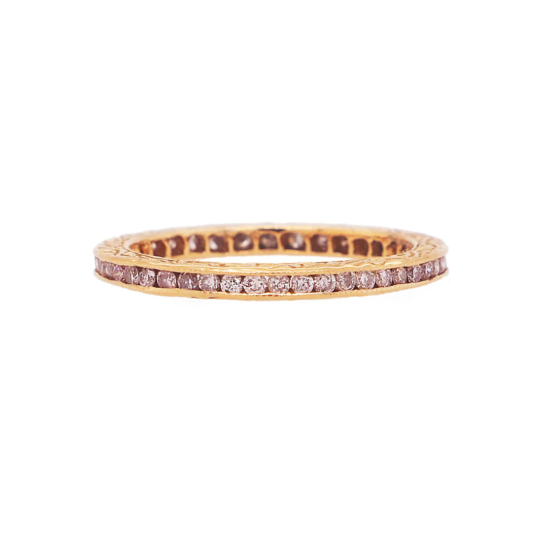 Sethi Couture Wedding Band Sethi Couture 18k Rose Gold Pink Diamond Eternity Band  - Size 6.5