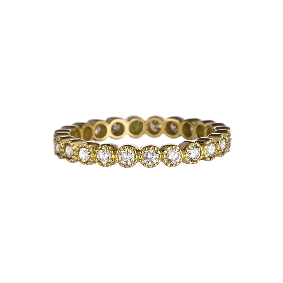 Sethi Couture Wedding Band Sethi Couture 18K Yellow Gold Bezel White Diamond Eternity Band with Milgrain Finish