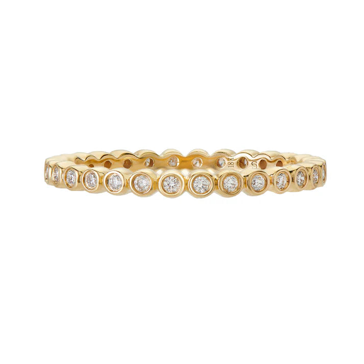 Sethi Couture Wedding Band Sethi Couture 18K Yellow Gold Modern Bezel Mini White Diamond Band