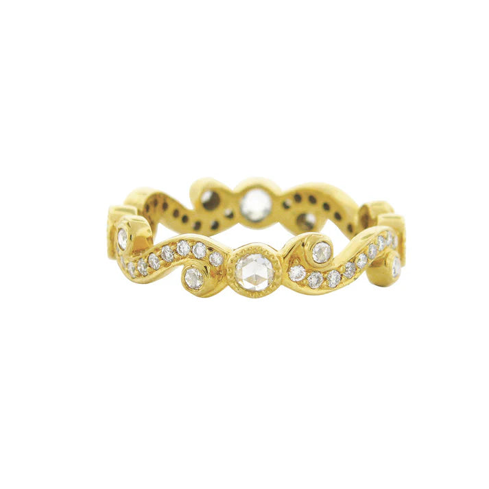 Sethi Couture Wedding Band Sethi Couture 18K Yellow Gold Scroll White Diamond Band