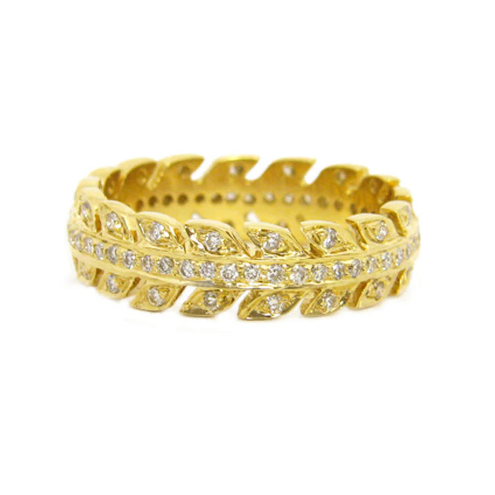 Sethi Couture Wedding Band Sethi Couture 18K Yellow Gold Wreath White Diamond Band