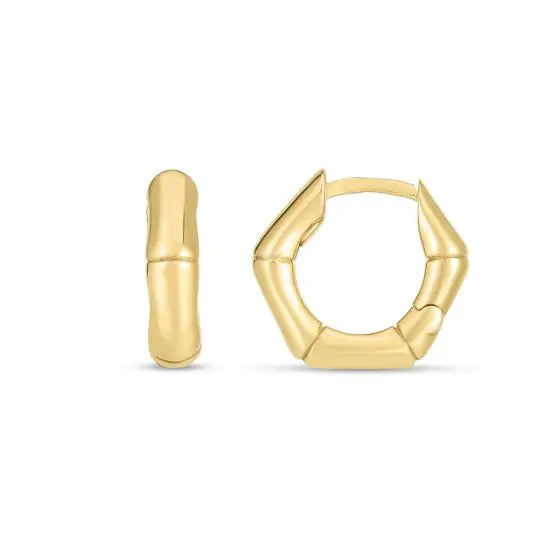 Sincerely, Springer's Earrings Sincerely Springer's 14k Yellow Gold Bamboo Huggie Style hoop Earrings