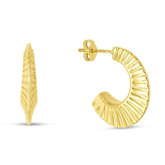 Sincerely, Springer's Earrings Sincerely Springer's 14k Yellow Gold Graduated Scalloped Half Hoop Earrings