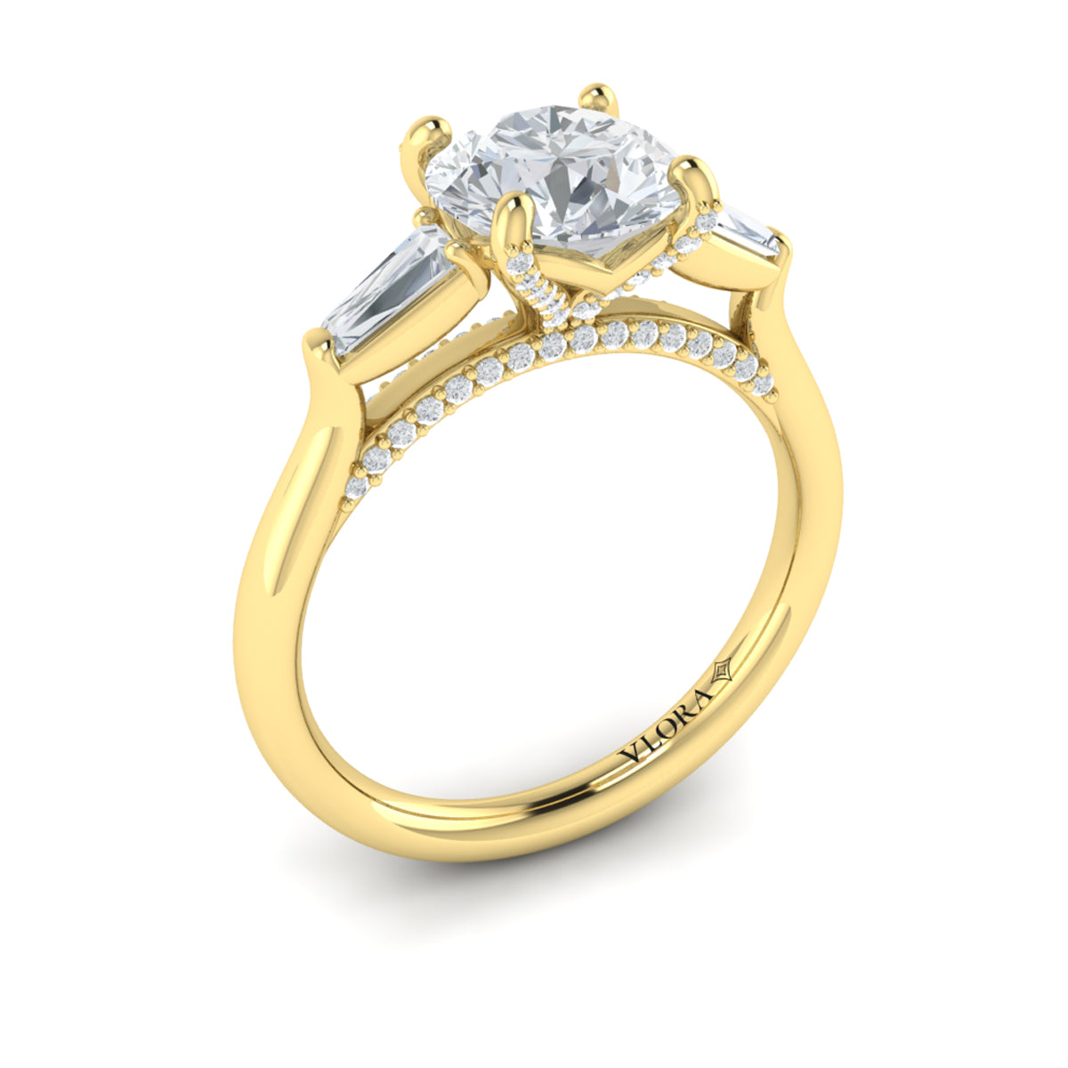 Sincerely, Springer's Engagement Ring Sincerely Springer's 18K Yellow Gold Round Three-Stone Engagement Ring Style Mounting