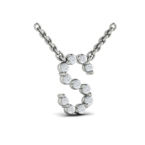 Sincerely, Springer's Necklaces and Pendants Sincerely, Springer's by Vlora 14k White Gold Diamond Alphabet Pendant "S" Necklace