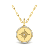 Sincerely, Springer's Necklaces and Pendants Sincerely, Springer's by Vlora 14k Yellow Gold Center Starburst Diamond and Bezel Pendant Necklace