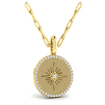 Sincerely, Springer's Necklaces and Pendants Sincerely, Springer's by Vlora 14k Yellow Gold Center Starburst Diamond and Bezel Pendant Necklace