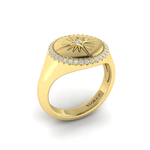 Sincerely, Springer's Ring Sincerely Springer's by Vlora 14k Yellow Gold Center Starburst Diamond and Bezel Signet Ring