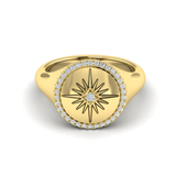 Sincerely, Springer's Ring Sincerely Springer's by Vlora 14k Yellow Gold Center Starburst Diamond and Bezel Signet Ring