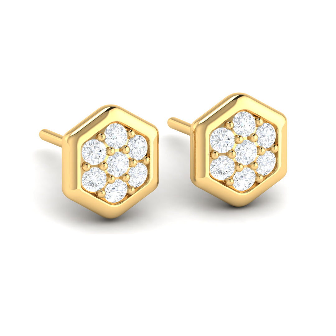 Sincerely, Springer's Earrings Sincerely Springer's by Vlora 14k Yellow Gold Diamond Cluster Honeycomb Stud Earrings