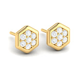 Sincerely, Springer's Earrings Sincerely Springer's by Vlora 14k Yellow Gold Diamond Cluster Honeycomb Stud Earrings