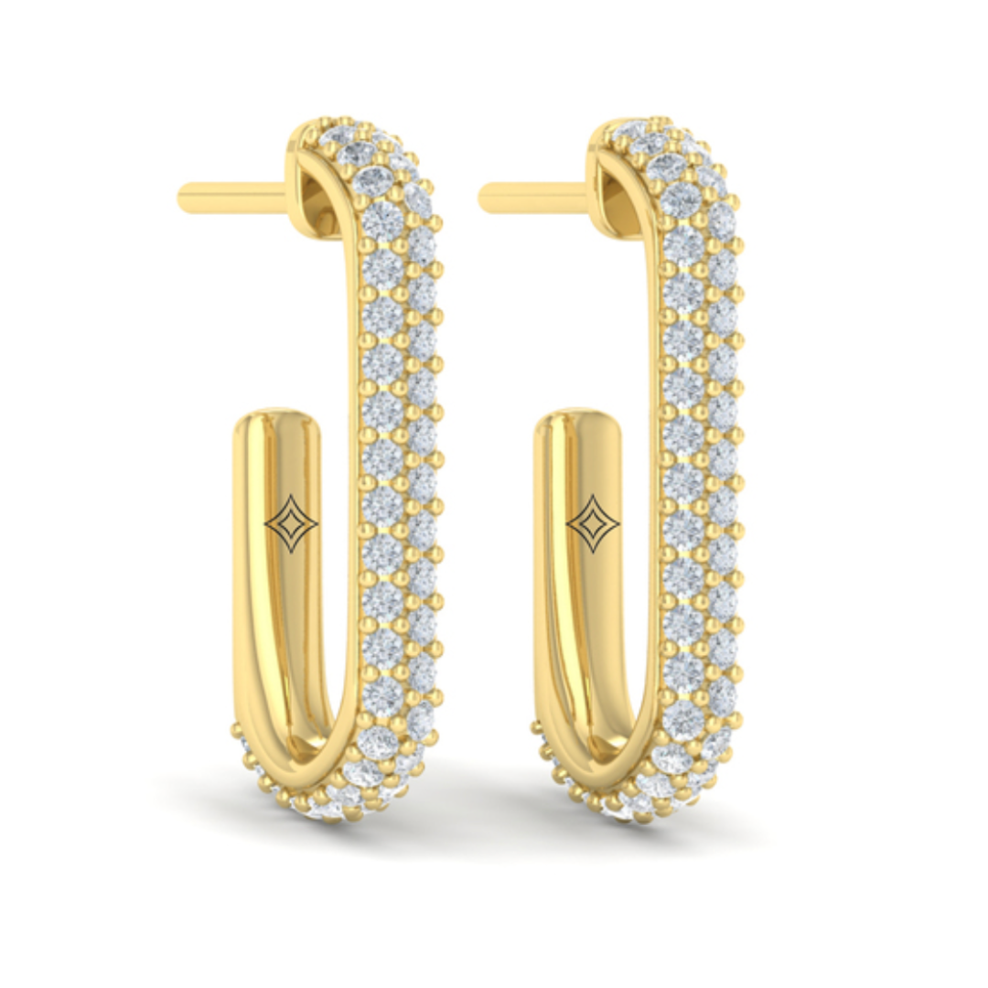 Sincerely, Springer's Earrings Sincerely Springer's by Vlora 14k Yellow Gold Diamond North South Open Oval Link Earrings