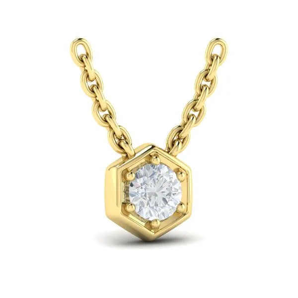 Sincerely, Springer's Necklaces and Pendants Sincerely, Springer's by Vlora 14k Yellow Gold Single Diamond Honeycomb Pendant Necklace